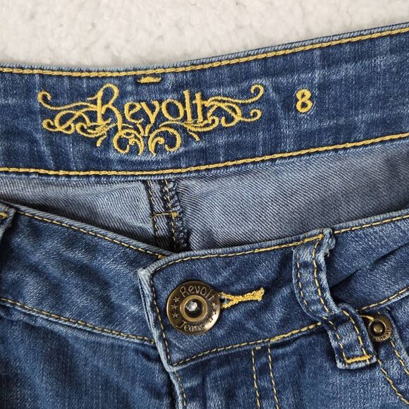 Revolt Women's Zip Fly Distressed Skinny Denim Jeans Blue Size 8 - Picture 2 of 8